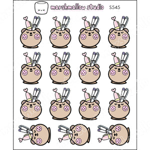 FRECKLE BEAR PEN CUP - PLANNER STICKERS - S545 - Marshmallow Studio