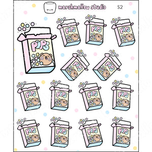 FRECKLE BEAR POPS CEREAL! - PLANNER STICKERS - S2 - Marshmallow Studio