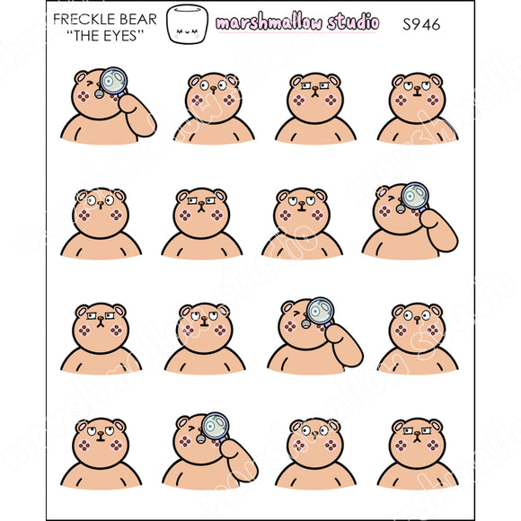 FRECKLE BEAR - THE EYES - PLANNER STICKERS - S946 - Marshmallow Studio