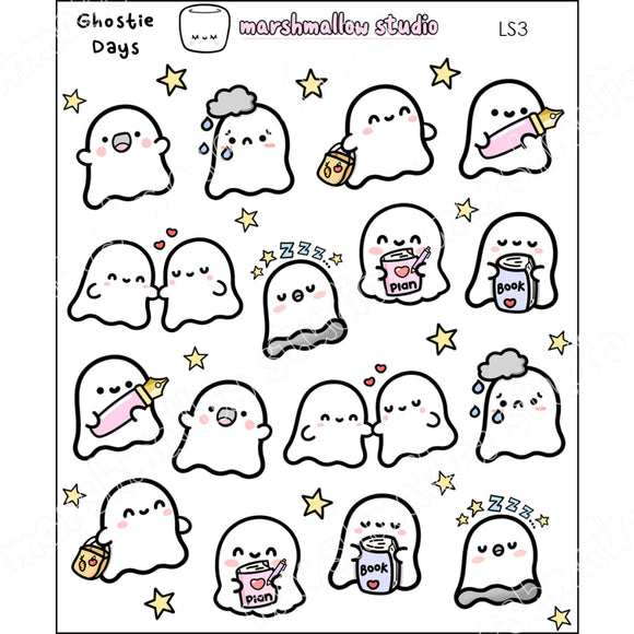 GHOSTIE DAYS - PLANNER STICKERS - LS3 - Marshmallow Studio