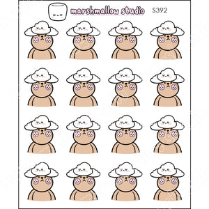 HEAD IN THE CLOUDS (FRECKLE BEAR) - PLANNER STICKERS - S392 - Marshmallow Studio