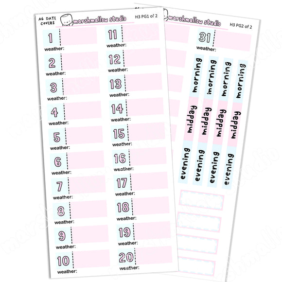 HOBONICHI A6 DAY COVERS - PLANNER STICKERS - H003 (2 PGS) - Marshmallow Studio