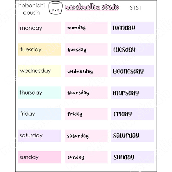 HOBONICHI COUSIN DATE COVERS - PLANNER STICKERS - S151 - Marshmallow Studio