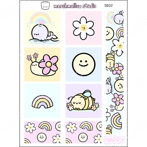 HOBONICHI COUSIN - HAPPY GO LUCKY BOXES - PLANNER STICKERS - S802 - Marshmallow Studio