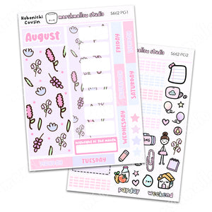 HOBONICHI COUSIN / MALLOW PLANNER - AUGUST MONTHLY KIT - PLANNER STICKERS - S662 (2 pgs) - Marshmallow Studio