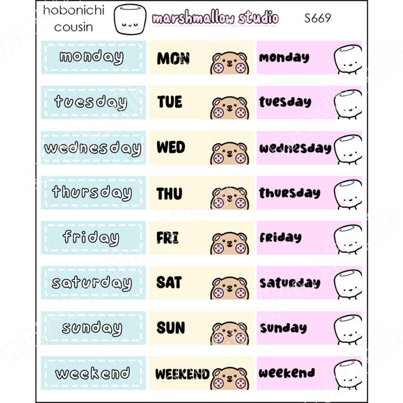 HOBONICHI COUSIN / MALLOW PLANNER - DATE COVERS - PLANNER STICKERS - S669 - Marshmallow Studio