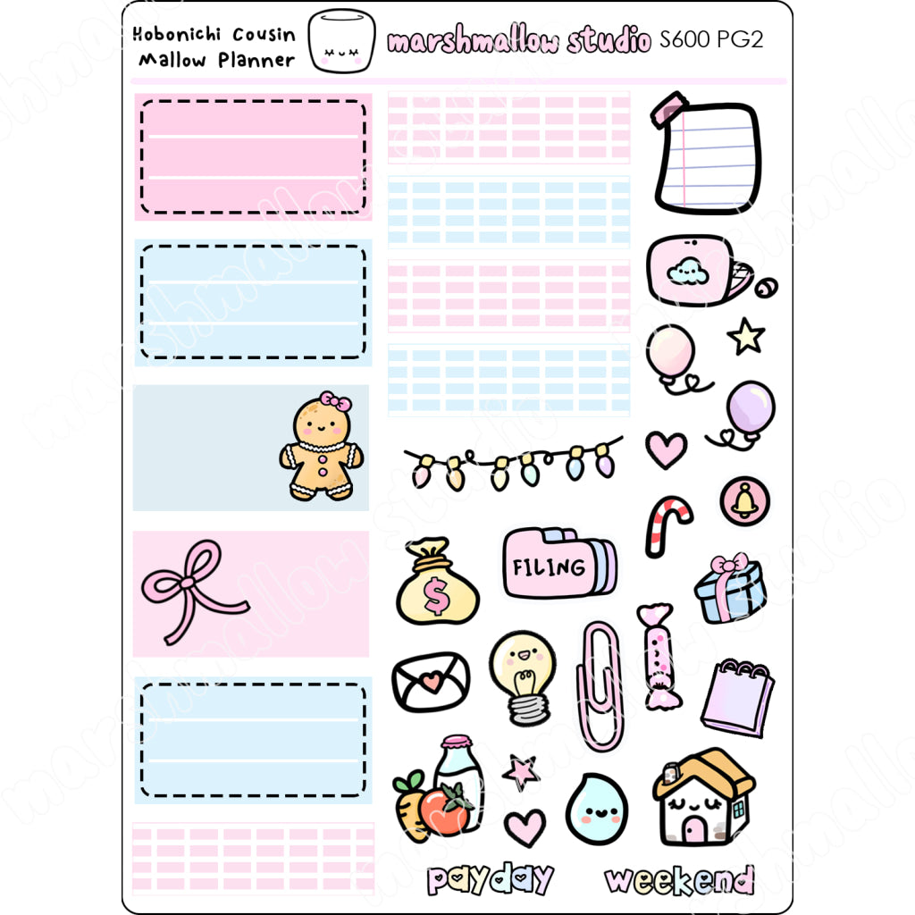 Mallow The Rascal Stickers HOBONICHI COUSIN / MALLOW PLANNER STICKER KIT - DECEMBER MONTHLY - (2