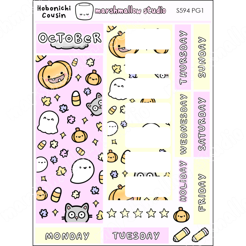 HOBONICHI COUSIN / MALLOW PLANNER STICKER KIT - OCTOBER MONTHLY - (2 P