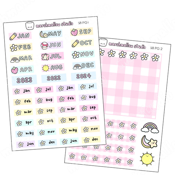 HOBONICHI WEEKS - 2023 YEAR AT A GLANCE STICKERS - PLANNER STICKERS - S8 PG 1-2 - Marshmallow Studio