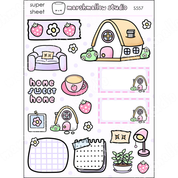 HOME SWEET HOME - SUPER SHEET - PLANNER STICKERS - S557 - Marshmallow Studio