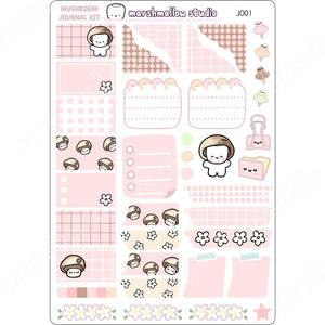 JOURNAL KIT - MUSHROOMS - PLANNER STICKERS - J001 - Marshmallow Studio