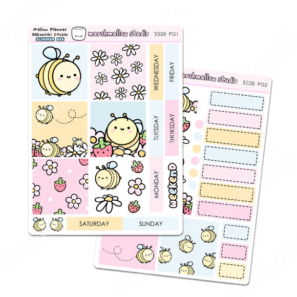 MALLOW PLANNER / HOBONICHI COUSIN - WEEKLY KIT - PLANNER STICKERS - S538 (2 PGS) - Marshmallow Studio