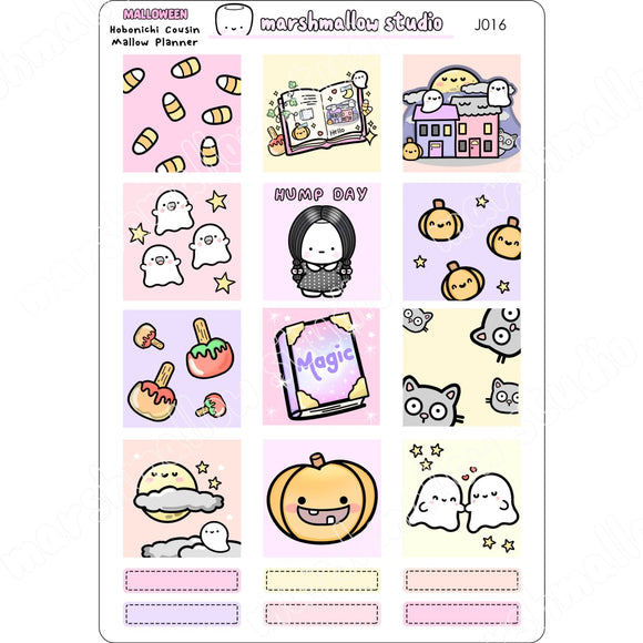 MALLOWEEN BOXES - HOBO COUSIN / MALLOW PLANNER - PLANNER STICKERS - J016 - Marshmallow Studio