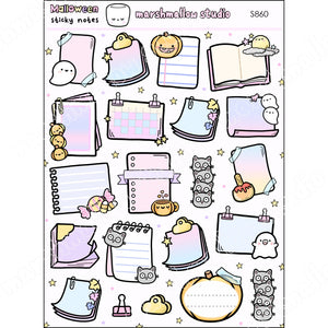 MALLOWEEN STICKY NOTES - PLANNER STICKERS - LS23 - Marshmallow Studio