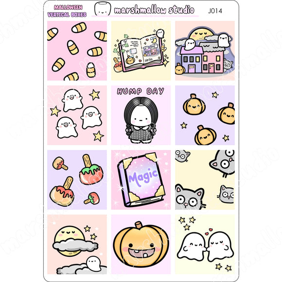 MALLOWEEN - VERTICAL BOXES - PLANNER STICKERS - J014 - Marshmallow Studio