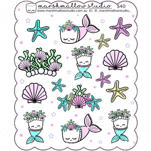 MERMALLOW - SCALLOPED DECO SHEET - PLANNER STICKERS - S40 - Marshmallow Studio