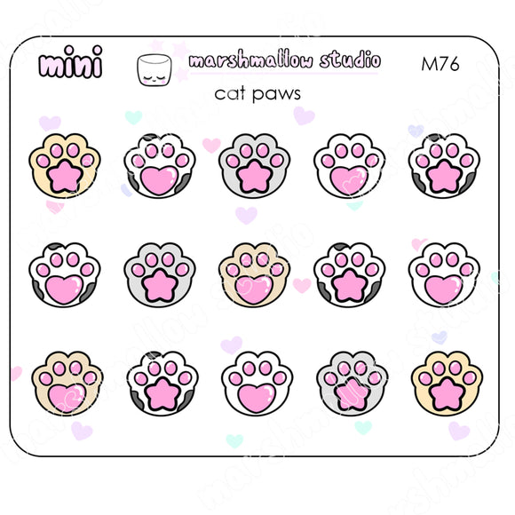 MINI CAT PAWS - MINI PLANNER STICKERS - M76 - Marshmallow Studio