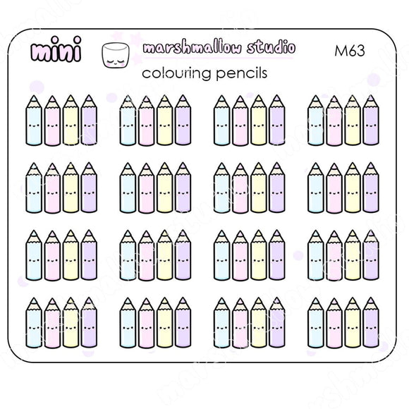 MINI COLOURING PENCILS - MINI PLANNER STICKERS - M63 - Marshmallow Studio