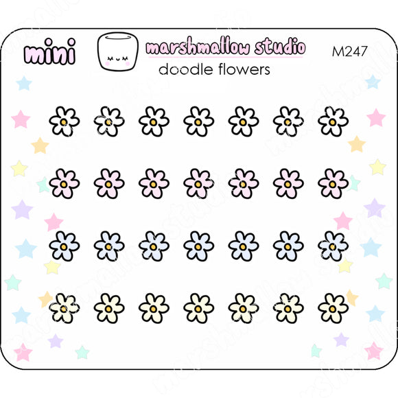 MINI - DOODLE FLOWERS  - MINI PLANNER STICKERS - M247 - Marshmallow Studio