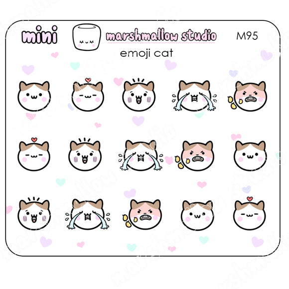 MINI EMOJI CATS - MINI STICKERS - PLANNER STICKERS - M95 - Marshmallow Studio