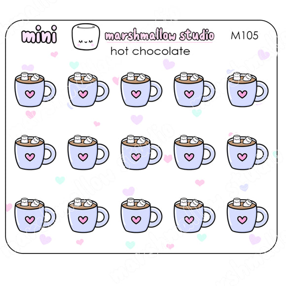 MINI HOT CHOCOLATE - MINI STICKERS - PLANNER STICKERS - M105 - Marshmallow Studio