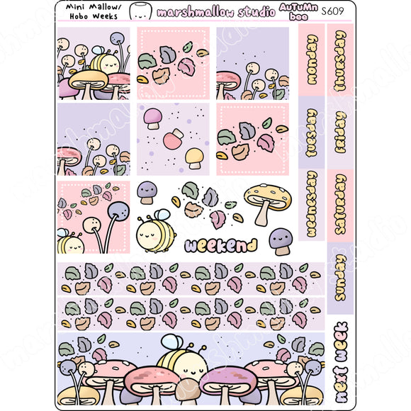 Mini Mallow / Hobonichi Weeks Kit - Autumn Bee Planner Stickers S609 New Releases