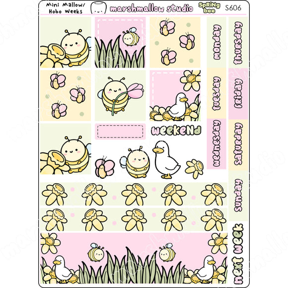 Mini Mallow / Hobonichi Weeks Kit - Spring Bee Planner Stickers S606 New Releases