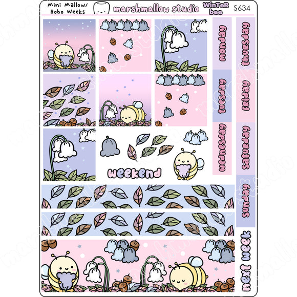 Mini Mallow / Hobonichi Weeks Kit - Winter Bee Planner Stickers S634 New Releases