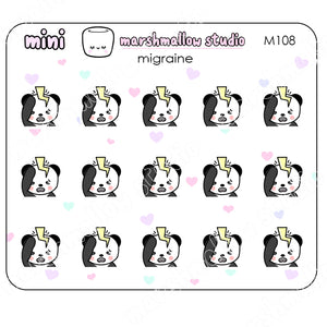 MINI MIGRAINE PANDAS - MINI STICKERS - PLANNER STICKERS - M108 - Marshmallow Studio