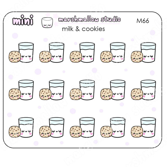 MINI MILK & COOKIES - MINI PLANNER STICKERS - M66 - Marshmallow Studio
