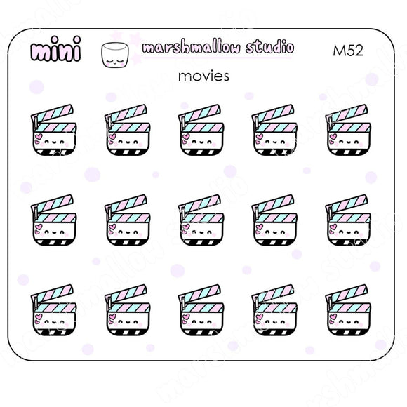 MINI MOVIES (CLAPPER) - MINI PLANNER STICKERS - M52 - Marshmallow Studio