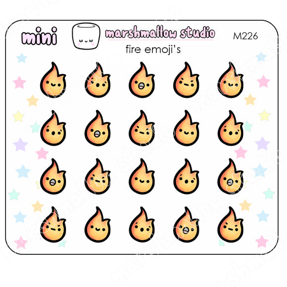 MINI STICKERS - FIRE EMOJI'S - PLANNER STICKERS - M226 - Marshmallow Studio