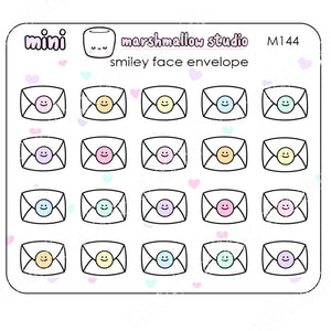 MINI STICKERS - SMILEY FACE ENVELOPE - PLANNER STICKERS - M144 - Marshmallow Studio