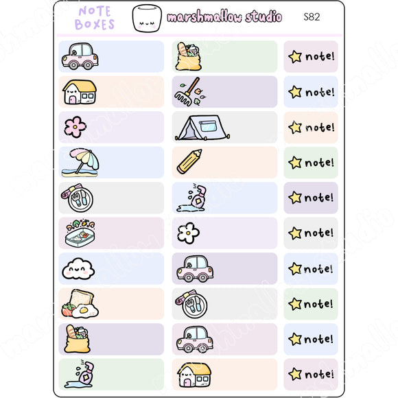 NOTE BOXES 2 - PLANNER STICKERS - S82 - Marshmallow Studio