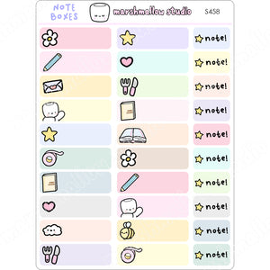 NOTE BOXES - PLANNER STICKERS - S458 - Marshmallow Studio