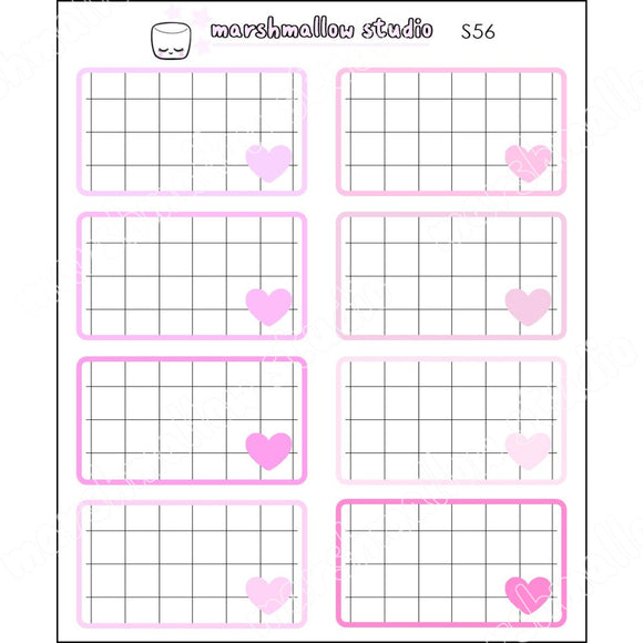 PINK GRID BOXES - BASICS - PLANNER STICKERS - S56 - Marshmallow Studio