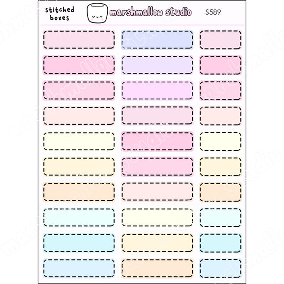 RAINBOW STITCHED BOXES - PLANNER STICKERS - S589 - Marshmallow Studio