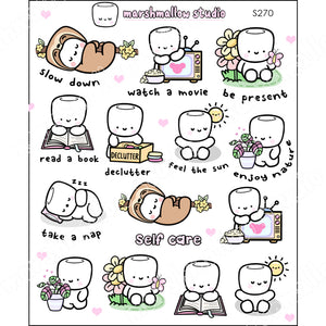 SELF CARE (WITH COCOA) - SAMPLER - PLANNER STICKERS - S270 - Marshmallow Studio