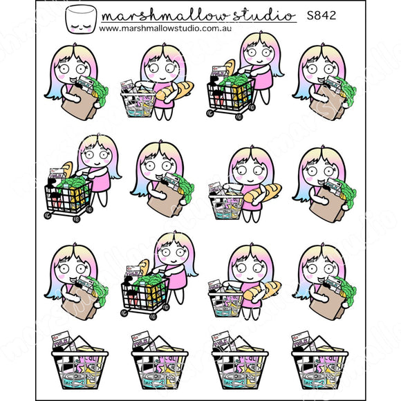 SHEILA SUGAR - GROCERY SHOPPING - PLANNER STICKERS - S842 - Marshmallow Studio