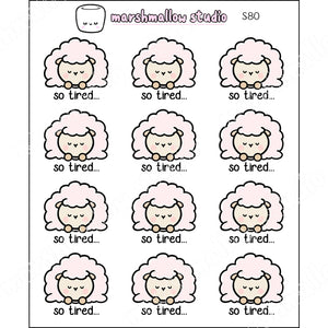 "SKEEP" - SO TIRED - PLANNER STICKERS - S80 - Marshmallow Studio