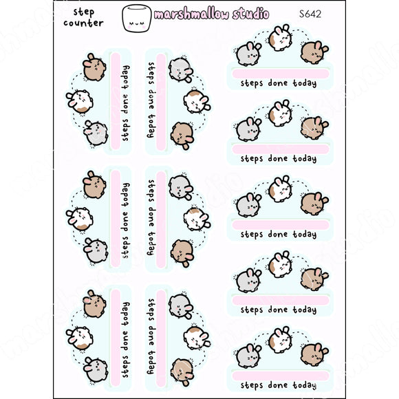 STEP COUNTER (BUNNY HOPS) - PLANNER STICKERS - S642 - Marshmallow Studio