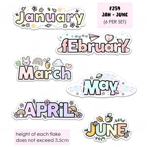 STICKER FLAKE SET - JANUARY TO DECEMBER - F259 / F270 - Marshmallow Studio