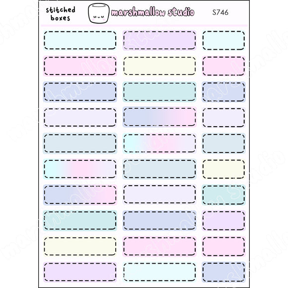 STITCHED BOXES - NORTHERN LIGHTS - PLANNER STICKERS - S746 - Marshmallow Studio