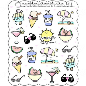 SUMMER - SPECIAL SCALLOPED SHEET - PLANNER STICKERS - S312 - Marshmallow Studio