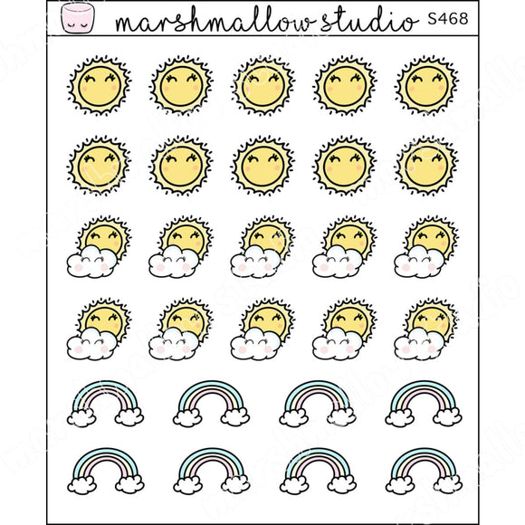 SUN AND RAINBOWS - WEATHER - PLANNER STICKERS S468 - Marshmallow Studio