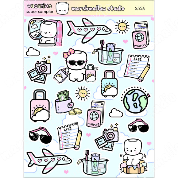 VACATION WITH COCOA - SUPER SAMPLER - PLANNER STICKERS - S556 - Marshmallow Studio