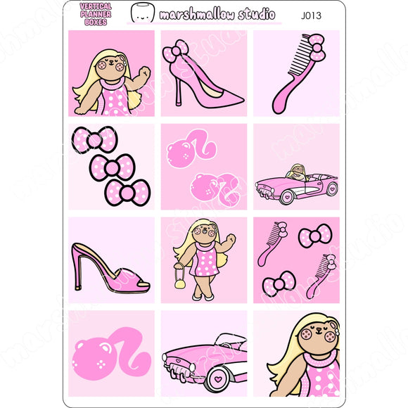 VERTICAL PLANNER BOXES - BEARBIE JUMBO SHEET - PLANNER STICKERS - J013