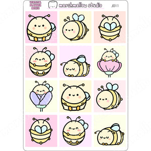 VERTICAL PLANNER BOXES - BEE JUMBO SHEET - PLANNER STICKERS - J011