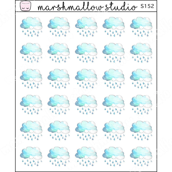 WATERCOLOUR RAIN CLOUD - PLANNER STICKERS - S152 - Marshmallow Studio