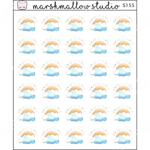 WATERCOLOUR SUN & CLOUD - PLANNER STICKERS - S155 - Marshmallow Studio